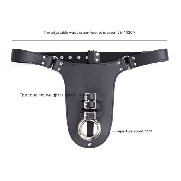 Men's Iron Hoop Chastity Belt Wear Leather Underwear - Image 4