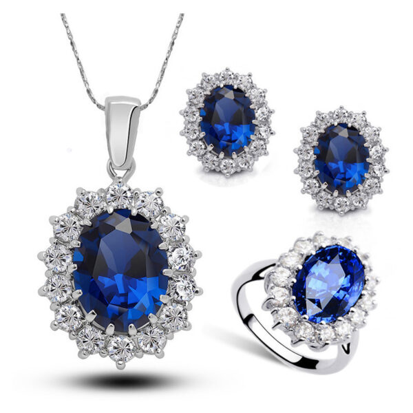 Crystal Jewelry Bridal Necklace Earrings Ring Jewelry Set - Image 4