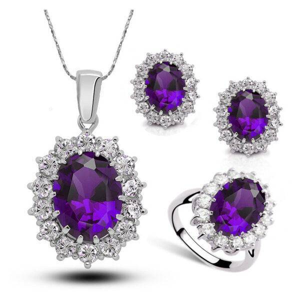 Crystal Jewelry Bridal Necklace Earrings Ring Jewelry Set - Image 5