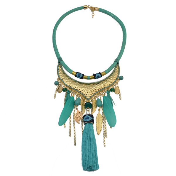 Original jewelry feather leaf tassel necklace - Image 4