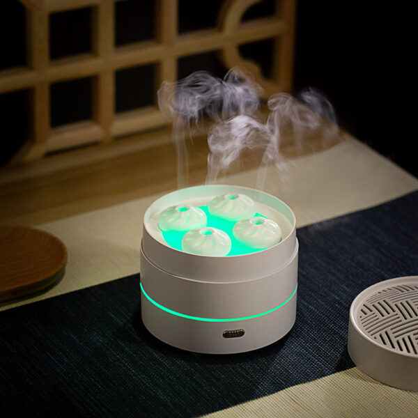 1pc Unique Four Spray Design Steaming Bun Aroma Diffuser 200ml USB Ultrasonic Air Humidifier LED Night Light Essential Oil Diffuser Aromatherapy Diffuser For Home Office - Image 7