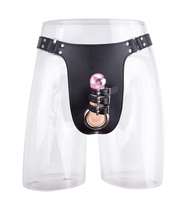 Men's Iron Hoop Chastity Belt Wear Leather Underwear - Image 5