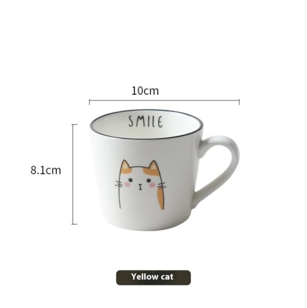 Breakfast Ceramic Milk Coffee Cup Couple Personality Creative Coffee Cup Cartoon Cat Pattern Kitchen Gadgets - Image 3