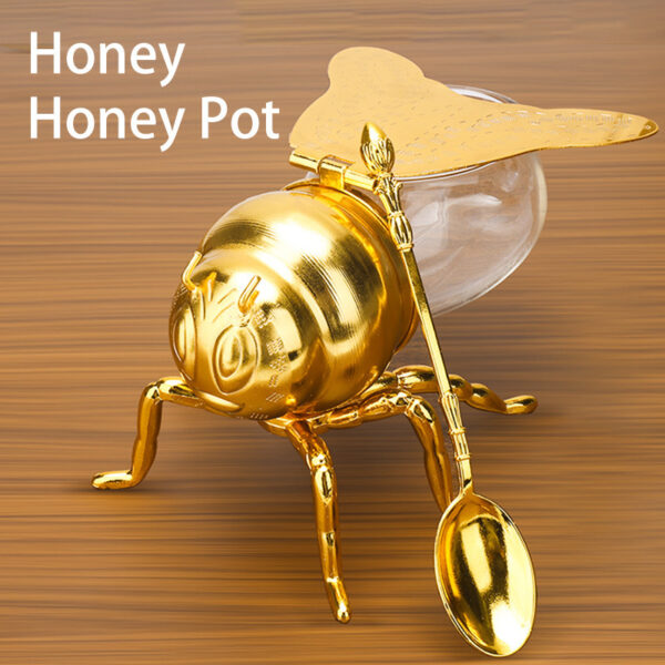 Bee Shaped Honey Jar With Spoon Versatile Novelty Container Condiment Pot For Condiments Oil Kitchen Festive Parties Kitchen Gadgets - Image 8