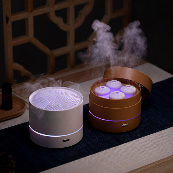 1pc Unique Four Spray Design Steaming Bun Aroma Diffuser 200ml USB Ultrasonic Air Humidifier LED Night Light Essential Oil Diffuser Aromatherapy Diffuser For Home Office - Image 3